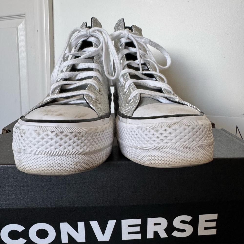 Converse Silver Glitter Women's High-Top Sneakers - Picture 6 of 8